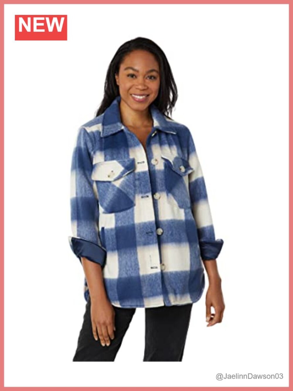 Plaid Shirt Jacket Button Front Collared Long Sleeve Shacket